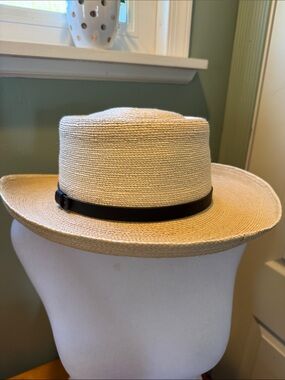 SunBody Natural Straw Rancher Hat with Black Band